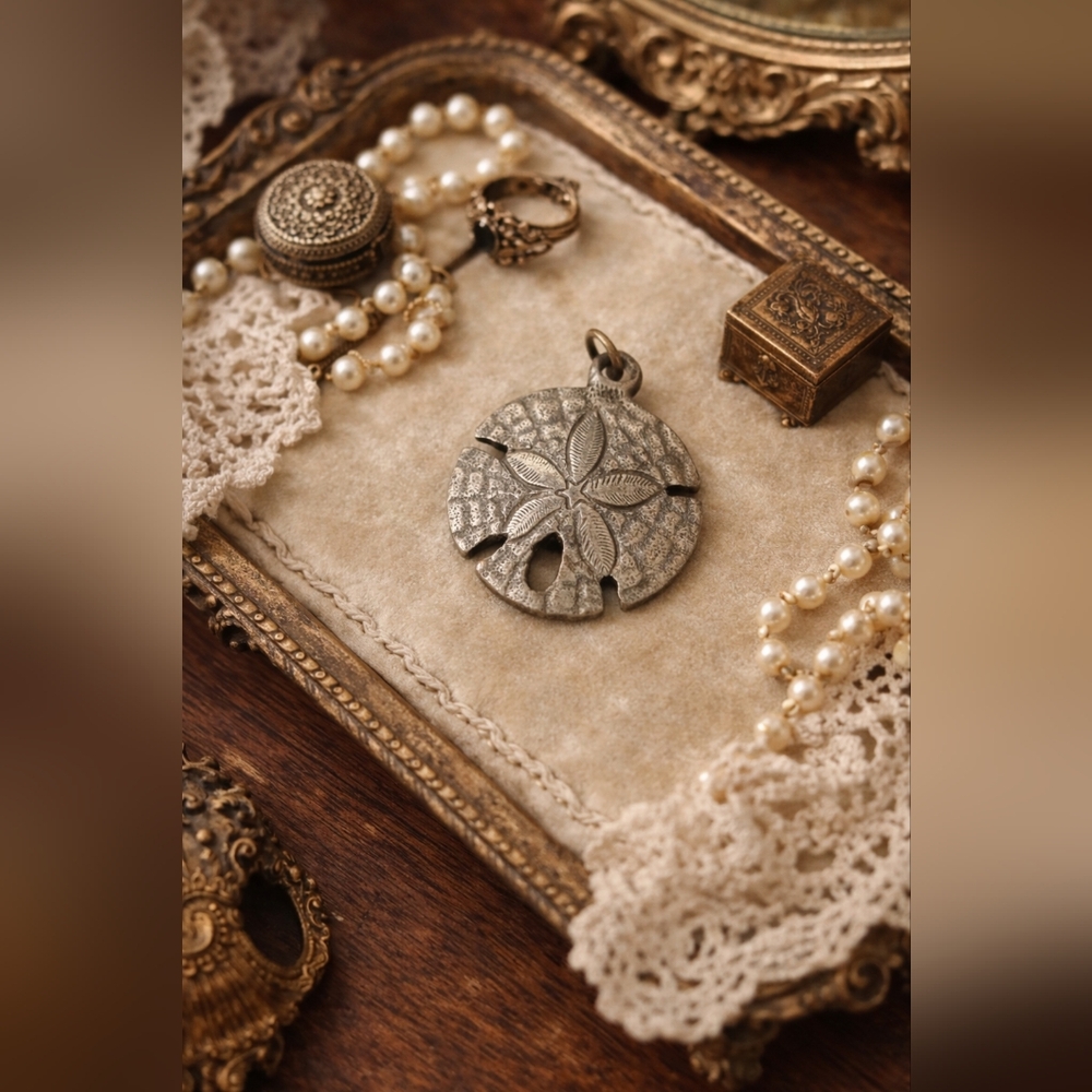 Vintage Metzke Sand Dollar Pendant | Nautical Coastal Jewelry | 70s–90s